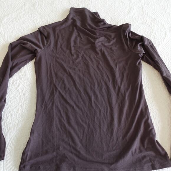 NEW dark mocha mock turtleneck stretch top - Picture 7 of 9